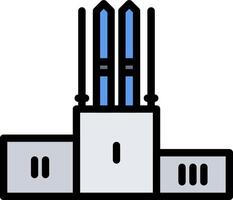 A factory with two pipes and a blue line vector