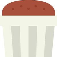 A cupcake in a white container with red icing vector