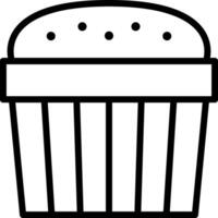 A black and white illustration of a cupcake vector