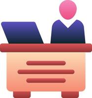 A person sitting at a desk with a laptop vector