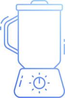 A blue line icon of a blender on a counter vector