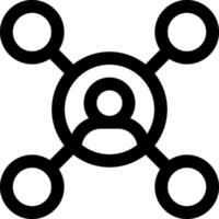 A black and white icon of a circle with four people vector