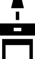 A black and white image of a desk and lamp vector