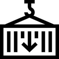 A black and white logo with a building with a arrow pointing down vector