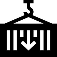 A black and white logo with a arrow pointing down vector