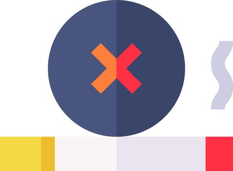A circle with an x on it and a yellow and red background vector