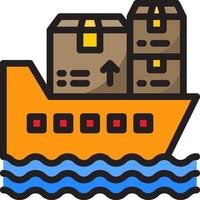 A cargo ship with boxes on it vector
