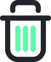 A trash can icon with green and black lines vector