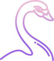 A swan is shown in a purple and pink outline vector
