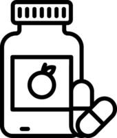 A bottle of pills and an orange vector