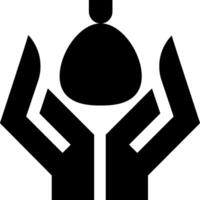 A black and white icon of a hand holding a coin vector