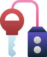 A key and a lock are connected to a white background vector