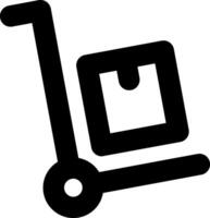 A black and white icon of a shopping cart vector