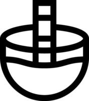 A black and white icon of a bowl with a spoon vector