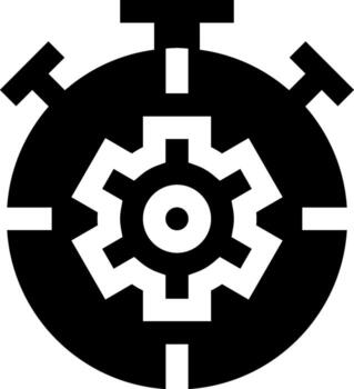 A black and white image of a clock with gears vector