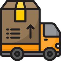 A truck with a box on the back and an arrow pointing up vector