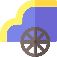 A cart with a yellow and blue cloud on it vector