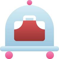 A red suitcase on a cart with pink handles vector