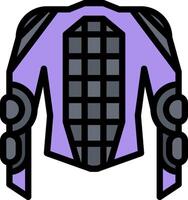 A purple and black jacket with a chest protector vector