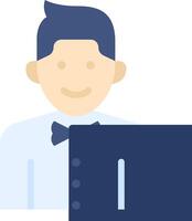 A man in a bow tie holding a computer vector