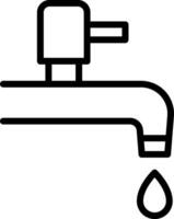 A black and white illustration of a faucet with a drop vector
