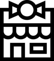 A black and white icon of a store vector