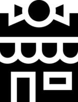A black and white icon of a store vector