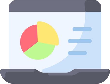A laptop with a pie chart on it vector