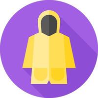 A yellow raincoat icon on a purple background vector