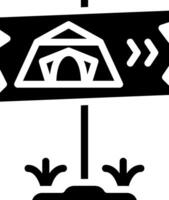 A black and white sign with a tent on it vector