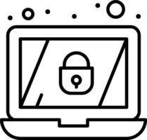 A laptop with a padlock on it vector