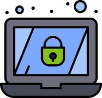 A laptop with a padlock on it vector