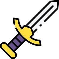 A sword with a yellow handle and purple blade vector