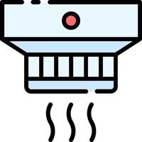 A white and blue icon of a heater vector