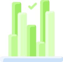 A green bar chart with a tick vector