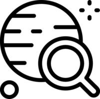 A black and white image of a magnifying glass and a globe vector