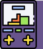 A purple game controller with a bar graph vector