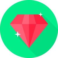 A diamond icon with a long shadow vector