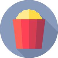 A flat icon of popcorn in a red box vector