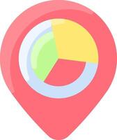 A map pin with a pie chart on it vector