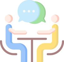 Two people sitting at a table with speech bubbles above them vector
