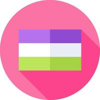 A flat icon of a purple and green flag vector