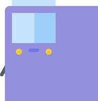 A purple vending machine with a sign on it vector