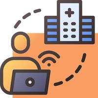A person with a laptop and a wifi icon vector