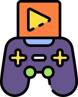 A game controller with a play button vector