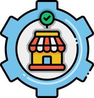 A shop icon in a gear wheel vector