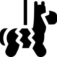 A black and white carousel horse with a broken piece vector