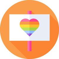 A rainbow heart on a sign with a long shadow vector