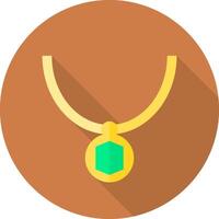 A flat icon of a necklace with a green stone vector