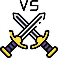 Two swords with the word versus on them vector